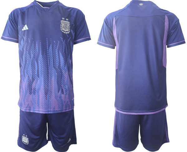 Men's Argentina Blank Purple 2022 FIFA World Cup Away Soccer Jersey Suit