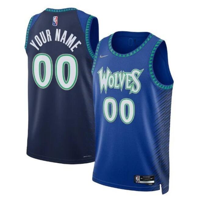 Men's Minnesota Timberwolves Blue/Navy City Edition Customized Stitched Basketball Jersey
