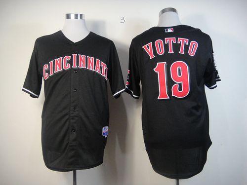 Reds #19 Joey Votto Black Stitched MLB Jersey