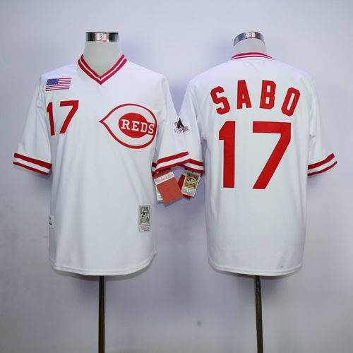 Mitchell And Ness 1990 Reds #17 Chris Sabo White Throwback Stitched MLB Jersey