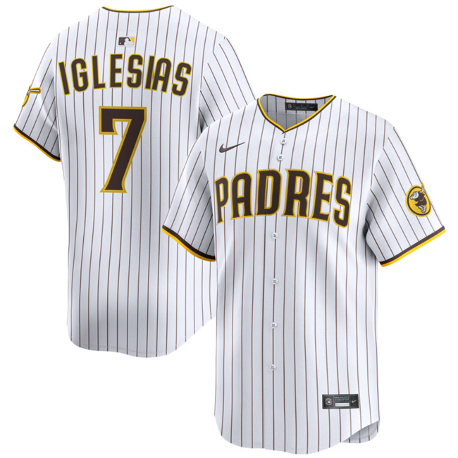 Men's San Diego Padres #7 Jose Iglesias White 2024 Home Limited Stitched Baseball Jersey