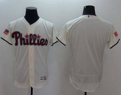Phillies Blank Cream Fashion Stars & Stripes Flexbase Authentic Stitched MLB Jersey