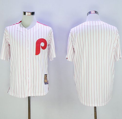 Phillies Blank White(Red Strip) Cooperstown Stitched MLB Jersey