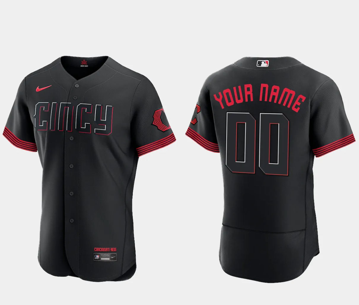 Men's Cincinnati Reds Active Player Custom Black 2023 City Connect Flex Base Stitched Jersey