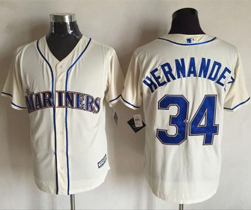 Mariners #34 Felix Hernandez Cream New Cool Base Stitched MLB Jersey
