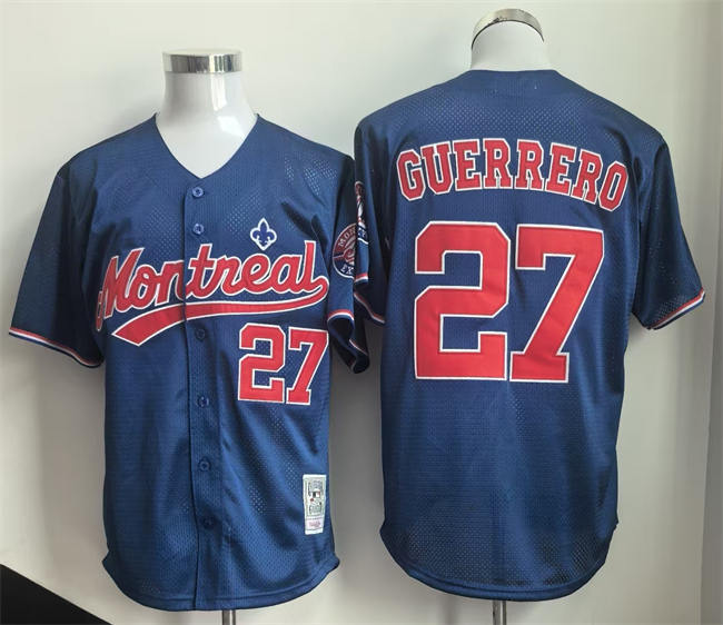 Men's Montreal Expos #27 Vladimir Guerrero Navy Cooperstown Collection Stitched MLB Jersey
