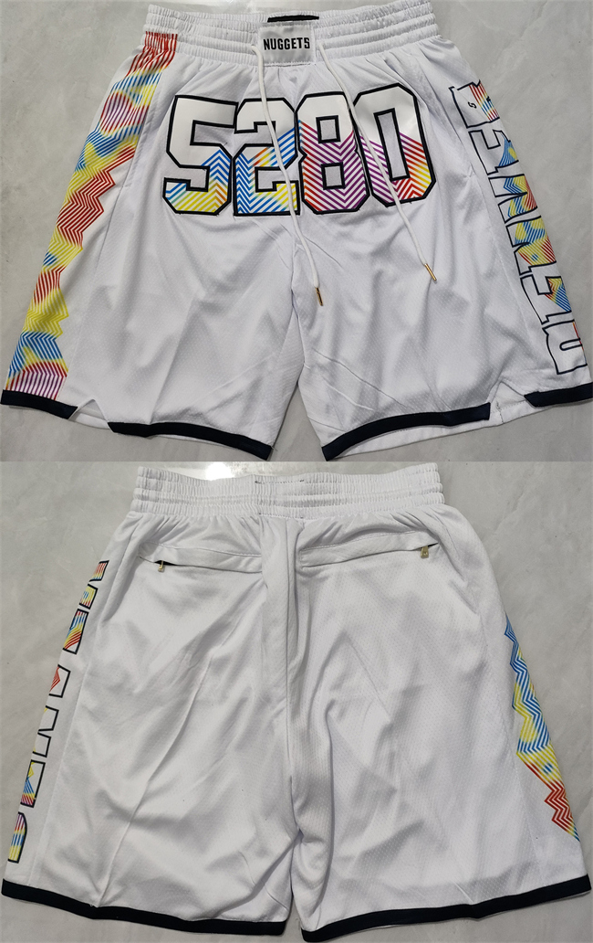 Men's Denver Nuggets White City Edition Shorts (Run Small)