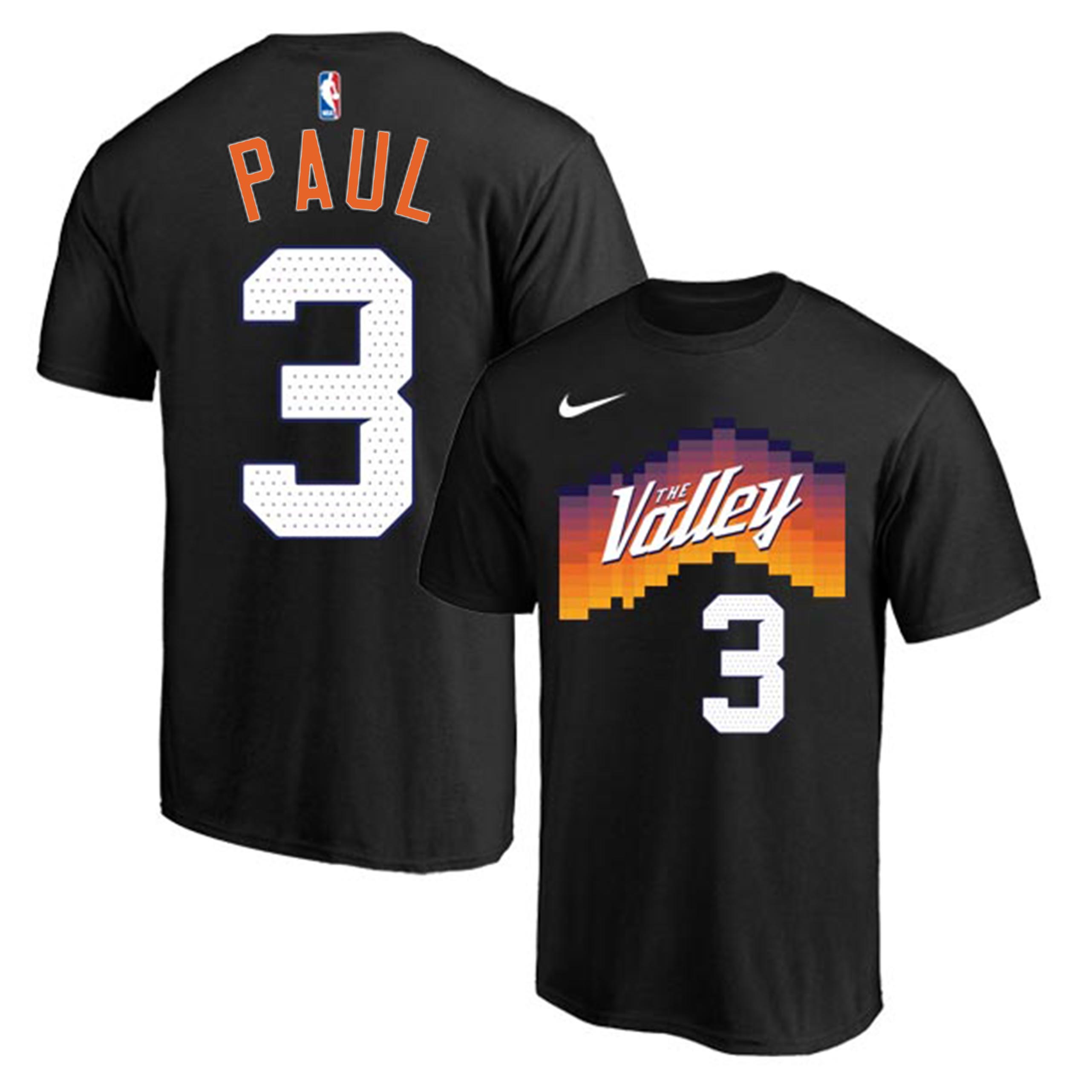 Men's Phoenix Suns #3 Chris Paul 2021 Black NBA T-Shirt