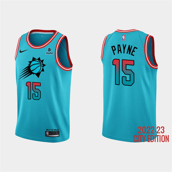 Men's Phoenix Suns #15 Cameron Payne Blue 2022/23 City Edition With Black Payple Patch Stitched Basketball Jersey