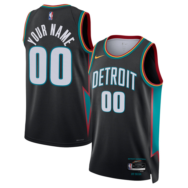 Men's Detroit Pistons Active Player Custom Black 2025/26 City Edition Stitched Basketball Jersey