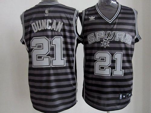 Spurs #21 Tim Duncan Black/Grey Groove Stitched NBA Jersey