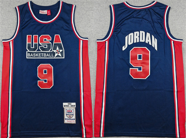 Men's USA Basketball #9 Michael Jordan Navy Stitched Jersey