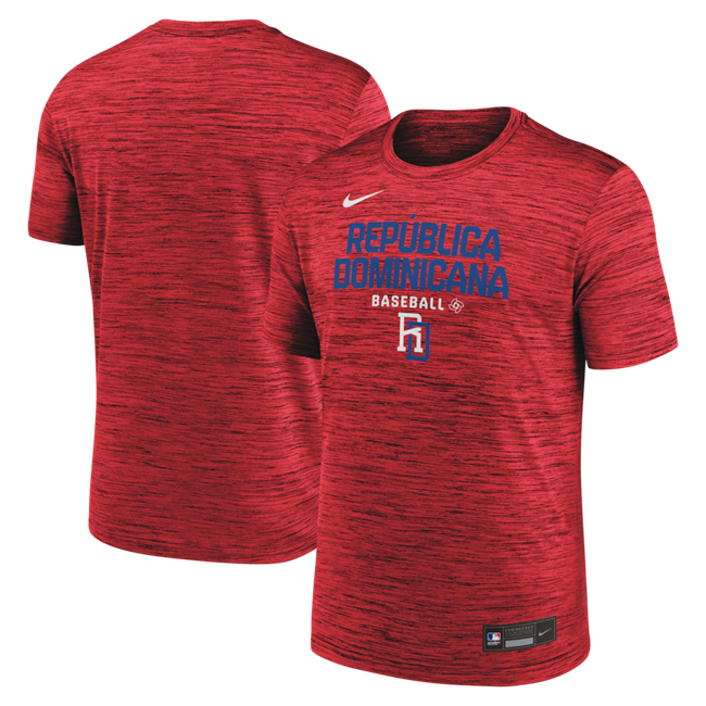 Men's Dominican Republic Baseball Red 2026 World Baseball Classic Velocity Dri-FIT T-Shirt