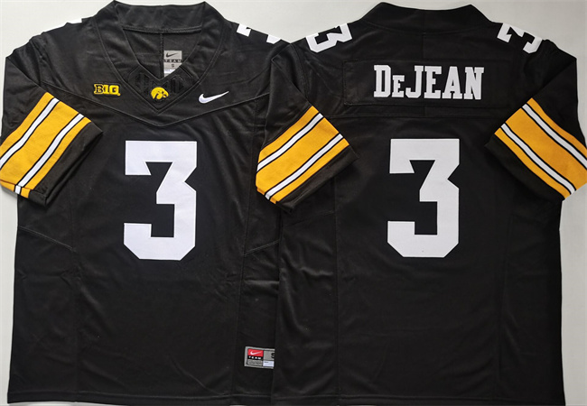 Men's Iowa Hawkeyes #3 Cooper DeJean Black F.U.S.E. Stitched Jersey