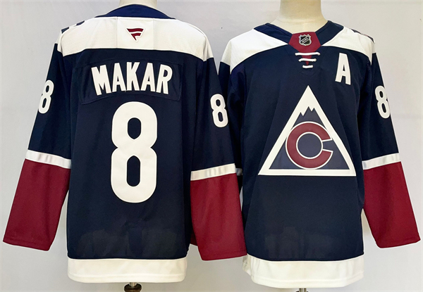 Men's Colorado Avalanche #8 Cale Makar Navy 2024-25 With A Patch Alternate Stitched Jersey