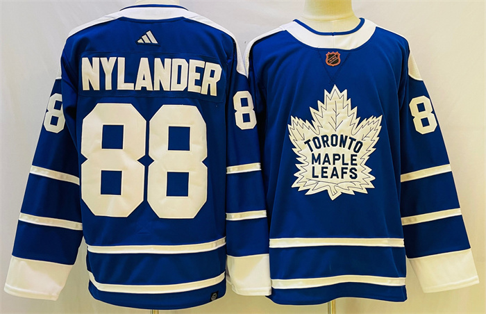 Men's Toronto Maple Leafs #88 William Nylander Blue 2022-23 Reverse Retro Stitched Jersey