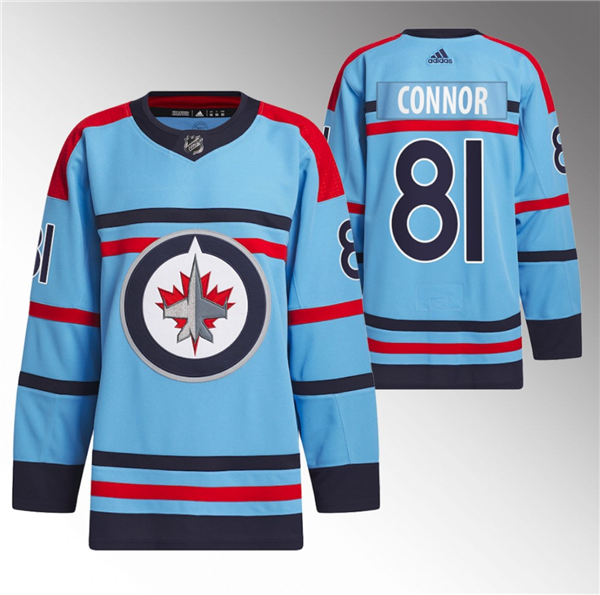 Men's Winnipeg Jets #81 Kyle Connor Light  Blue Anniversary Primegreen Stitched Jersey