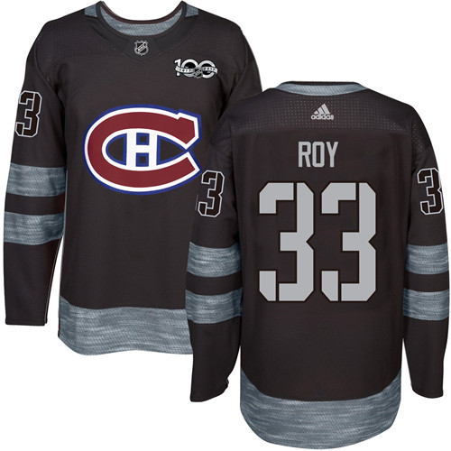 Canadiens #33 Patrick Roy Black 1917-2017 100th Anniversary Stitched NHL Jersey