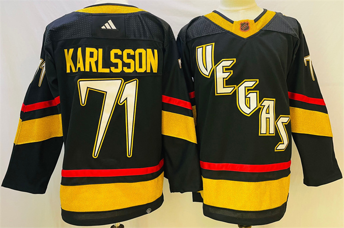 Men's Vegas Golden Knights #71 William Karlsson Black 2022-23 Reverse Retro Stitched Jersey