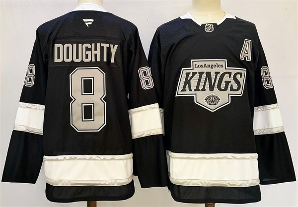 Men's Los Angeles Kings #8 Drew Doughty Black 2024-25 With A Patch Home Stitched Hockey Jersey
