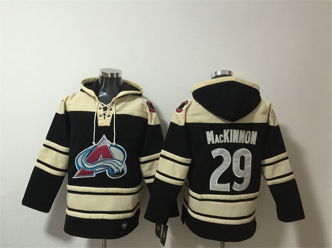 Men's Colorado Avalanche #29 Nathan MacKinnon Black All Stitched Sweatshirt Hoodie