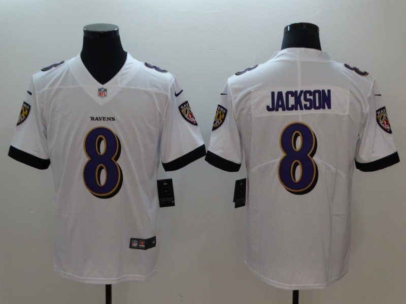 Men's NFL Baltimore Ravens #8 Lamar Jackson White 2018 Draft Vapor Untouchable Limited Jersey