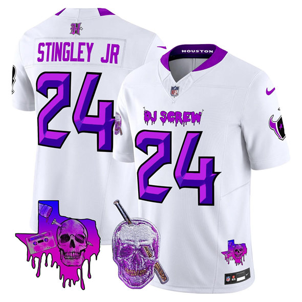 Men's Houston Texans #24 Derek Stingley Jr. White F.U.S.E. DJ Screw Vapor Limited Stitched Football Jersey