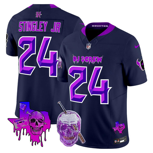Men's Houston Texans #24 Derek Stingley Jr. Navy F.U.S.E. DJ Screw Vapor Limited Stitched Football Jersey