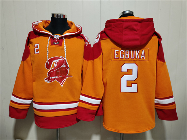 Men's Tampa Bay Buccaneers #2 Emeka Egbuka Orange/Red Ageless Must-Have Lace-Up Pullover Hoodie