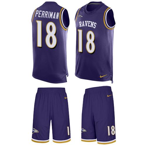 Nike Ravens #18 Breshad Perriman Purple Team Color Men's Stitched NFL Limited Tank Top Suit Jersey
