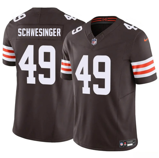 Men's Cleveland Browns #49 Carson Schwesinger Brown 2025 Draft F.U.S.E. Vapor Limited Stitched Football Jersey