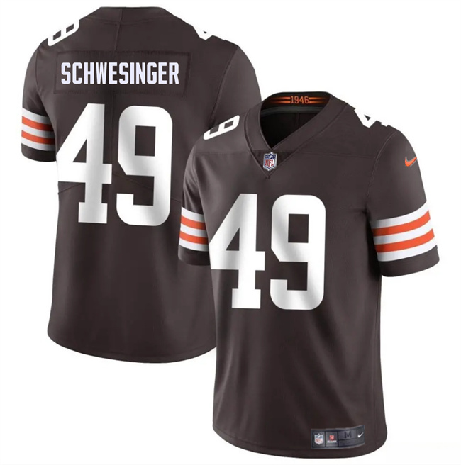 Men's Cleveland Browns #49 Carson Schwesinger Brown 2025 Draft Vapor Untouchable Limited Stitched Football Jersey