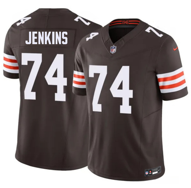Men's Cleveland Browns #74 Elgton Jenkins Brown 2026 F.U.S.E. Vapor Limited Stitched Football Jersey