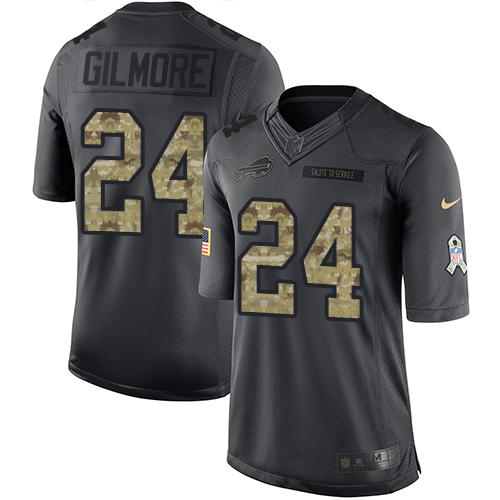 Nike Bills #24 Stephon Gilmore Black Men's Stitched NFL Limited 2016 Salute To Service Jersey