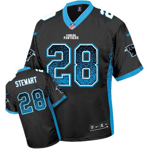 Nike Panthers #28 Jonathan Stewart Black Team Color Men's Stitched NFL Elite Drift Fashion Jersey