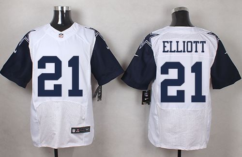 Nike Cowboys #21 Ezekiel Elliott White Men's Stitched NFL Elite Rush Jersey