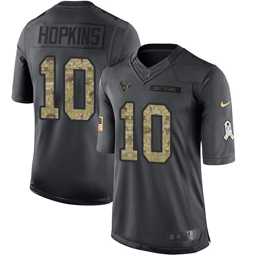 Nike Texans #10 DeAndre Hopkins Black Men's Stitched NFL Limited 2016 Salute to Service Jersey