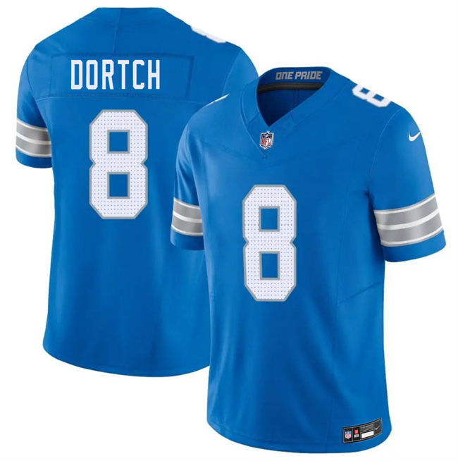Men's Detroit Lions #8 Greg Dortch Blue 2026 F.U.S.E. Vapor Limited Stitched Jersey