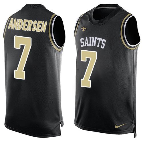 Nike Saints #7 Morten Andersen Black Team Color Men's Stitched NFL Limited Tank Top Jersey