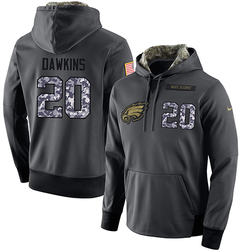 NFL Men's Nike Philadelphia Eagles #20 Brian Dawkins Stitched Black Anthracite Salute to Service Player Performance Hoodie