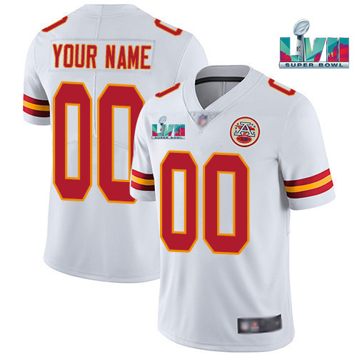 Men’s Kansas City Chiefs Active Player Custom White Super Bowl LVII Patch Vapor Untouchable Limited Stitched Jersey
