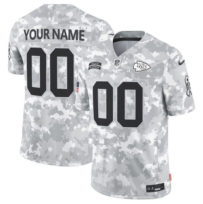 Men's Kansas City Chiefs Active Player Custom 2024 F.U.S.E Arctic Camo Salute to Service Limited Stitched Football Jersey