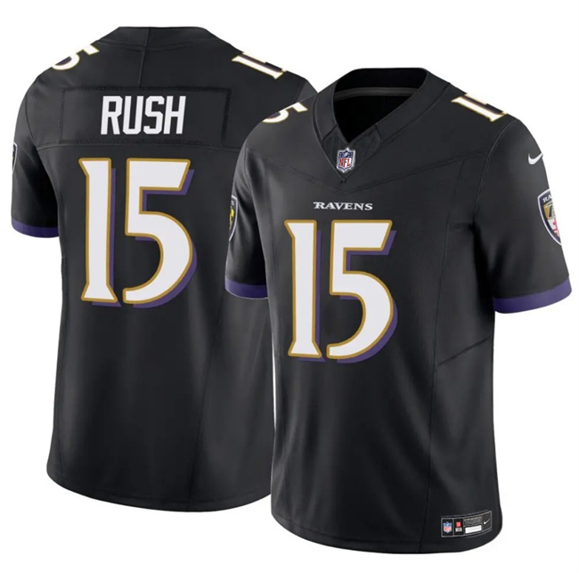 Men's Baltimore Ravens #15 Cooper Rush Black 2025 F.U.S.E Vapor Limited Football Jersey