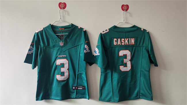 Women's Miami Dolphins #3 Myles Gaskin Aqua F.U.S.E Vapor Untouchable Stitched Jersey(Run Small)