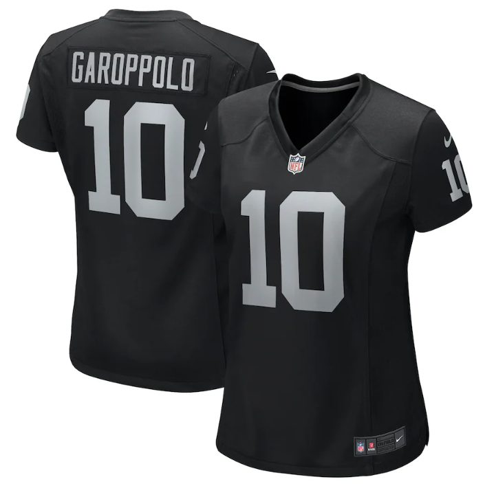 Women's Las Vegas Raiders #10 Jimmy Garoppolo Black Stitched Game Jersey(Run Small)