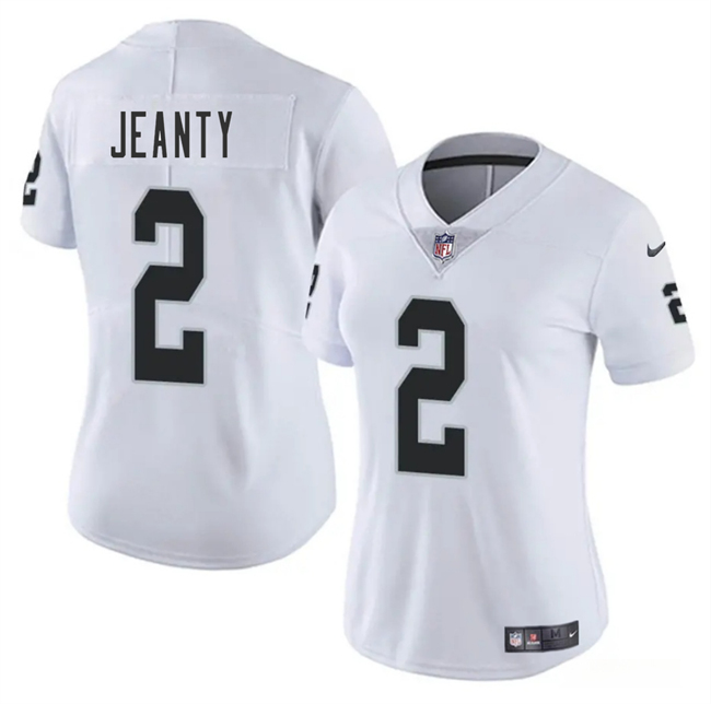 Women's Las Vegas Raiders #2 Ashton Jeanty White 2025 Vapor Stitched Jersey(Run Small)