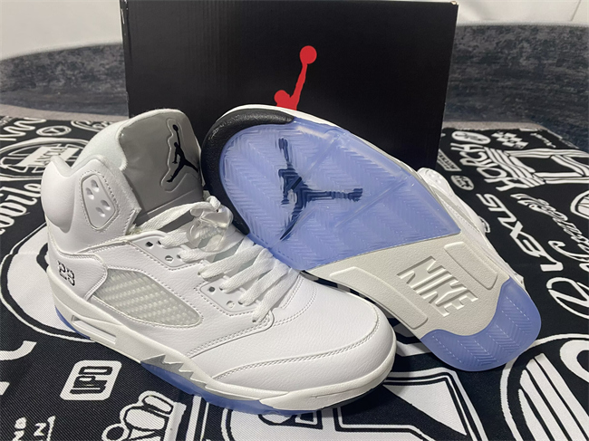 Men's Running Weapon Air Jordan 5 White/Purple Shoes 0117