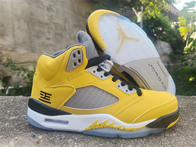 Men's Running Weapon Air Jordan 5 Yellow Shoes 0108