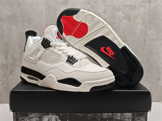 Men's Hot Sale Running weapon Air Jordan 4 White/Black Shoes 0265