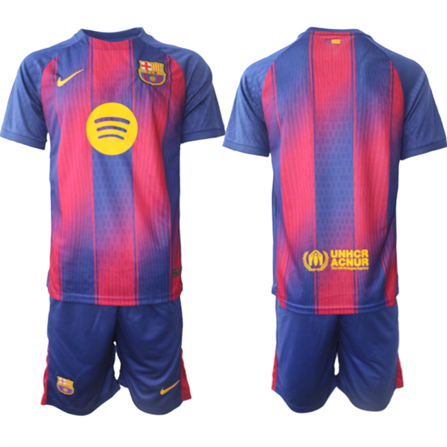 Men's Barcelona Custom Blue/Red 2024-25 Home Soccer Jersey Suit